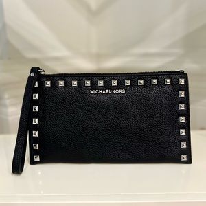 Michael Kors - studded black leather wristlet